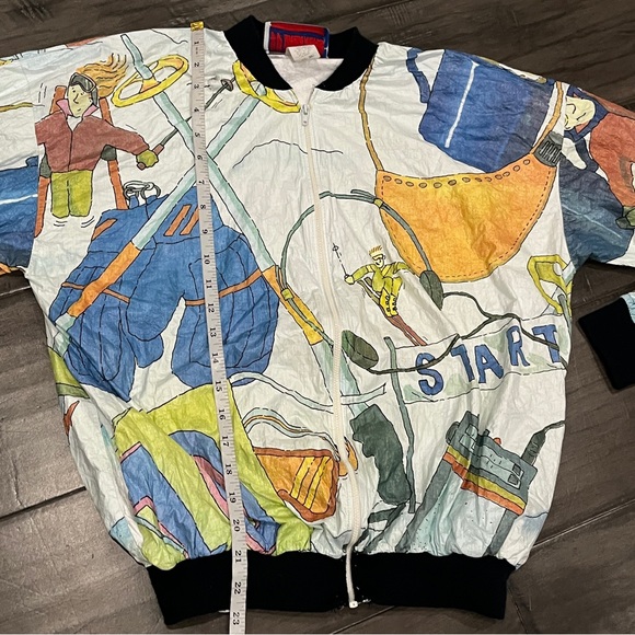 Ty-Breakers Tyvek 90s Lightweight Ski Themed Windbreaker - Size Small - Picture 8 of 12